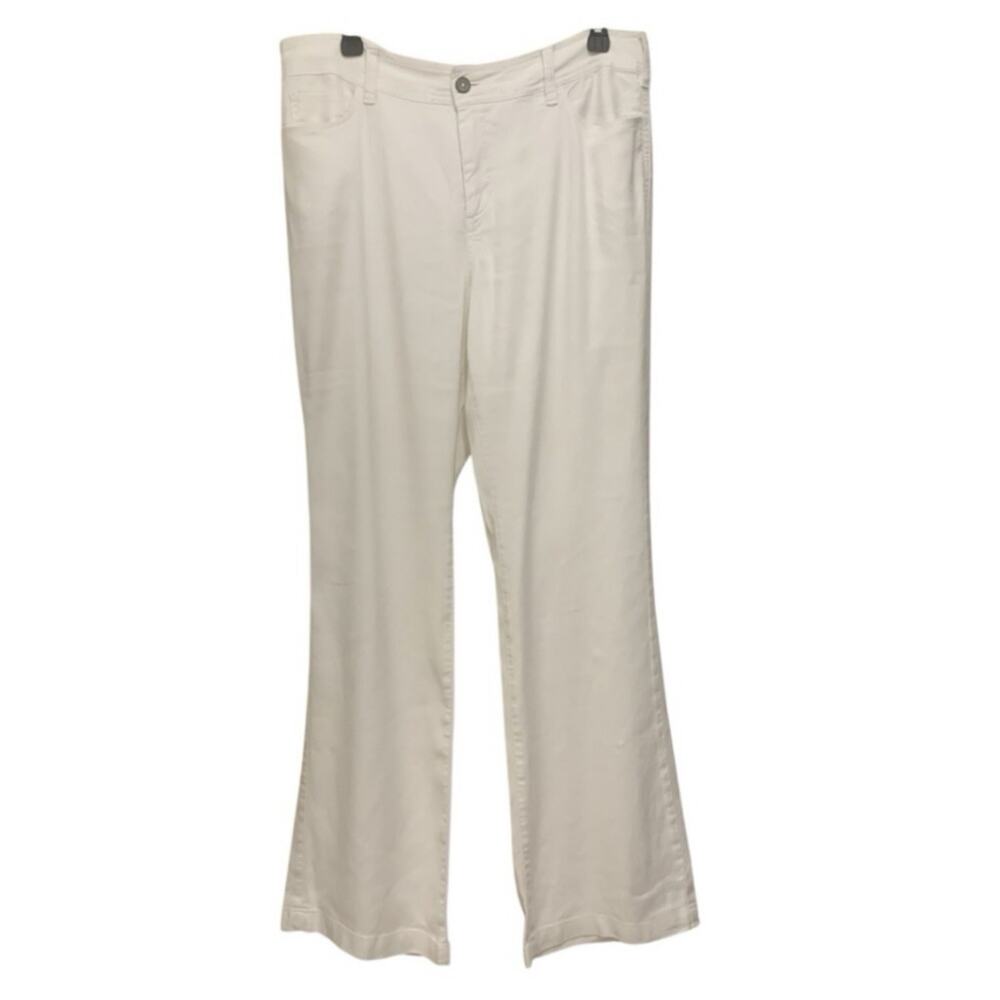 NYDJ White Linen Blend Wide Leg Pants Lift Tuck Technology Size 8